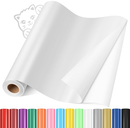 YAFLC Vinilo Adhesivo Blanco mate, 30.5 x 366 cm Vinilo Permanente Rollo para Cricut, Vinilo Adhesivo para Vidrio, Tazas de Café, Cerámica, Regalos de Bricolaje