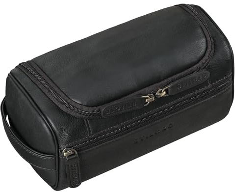 STILORD 'Rowan' Vintage Trousse de Toilette à Suspendre Homme Cuir Sac de Toilette Grand Trousse Maquillage Femme Cuir Véritable pour Voyage, Couleur:Noir