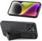 Draamvol for iPhone 12 Case with PU Leather Wrist Strap Kickstand Shockproof Bumper Standing Grip Case Protective Soft TPU Slim Fit Cover for iPhone 12 Phone Case,Black