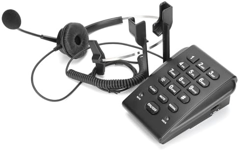 Beufee Callcenter-Telefon, Schnurgebundenes Telefon Mit Headset Und Wähltastatur, Tischtelefon Mit Omnidirektionalem Mikrofon-Headset Für Das Büro zu Hause