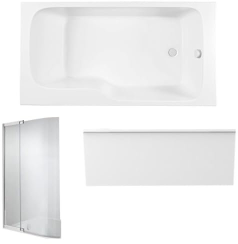 Pack baignoire bain douche 160 x 85 JACOB DELAFON Malice version droite + tablier en niche + pare bain