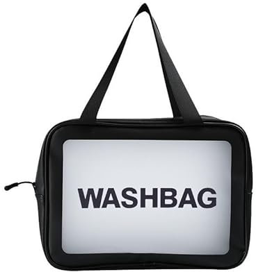 Bolsa de lavado portátil con correas para el hombro, cierre de cremallera, separación húmeda/seca, para viajes y uso doméstico, bolsa de maquillaje, Negro -, L, Una habitación