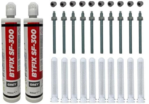 BATIFIX Schwerlast-Montageset I M16x250 Ankerstangen verzinkt + Siebhülsen inkl. Injektionsmörtel und Hutmuttern I Schwerlast-Anker I Schwerlast-dübel (Verzinkter Stahl, M16 x 250 mm)
