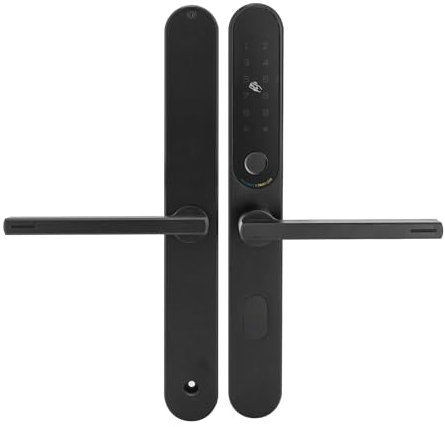 Serratura con impronte digitali, serratura intelligente per porta con maniglia, serratura digitale, antifurto intelligente per 38 – 55 mm (nero)