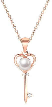 Girls accessories Key Necklace For Women, 925 Sterling Silver Heart Key Zircon Pendant Necklace, Key Necklaces For Women, Lock And Key Necklace, Skeleton Key Necklace, Heart Key Necklace Birthday Gift