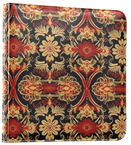 Fotoalbum mit thailändischem Vintage-Blumenmuster, selbstklebend, 10 x 15 cm, 15 x 20 cm, Rot und Gold