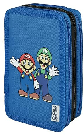 Scooli - Tripledecker Super Mario - Gefülltes Schüleretui mit hochwertigen Stiften & Zubehör - Ideal für Schule, Freizeit und unterwegs - ab 6 Jahren
