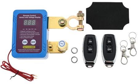 Mtsooning Drahtloser Ferngesteuerter Auto Trennschalter, 12V 240A Remote Batterie Trennschalter, automatische Abschaltung Schalter für Auto, RV, ATV, LKW, Boot (LED-Spannungsanzeige)