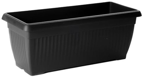 B2C Balcony box Trough Plant Pot Plastic Bel Garden Patio Planter Terra 60 70 80cm Rectangle Classic Terracotta Anthracite Long Flower Pot (Anthracite, 60cm)