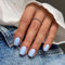 SXVME 48 Pcs Baby Blue Press on Nails Short Square Acrylic False Nails Short Coffin Natural Fake Nail Set Elegant Solid Color Full Cover Glossy Gel Stick on Nails for Women Daily Wear