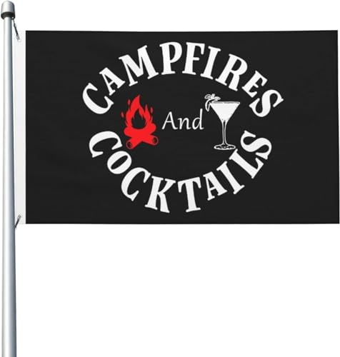 Lagerfeuer und Cocktails Flagge 3x5 FT helle Flaggen