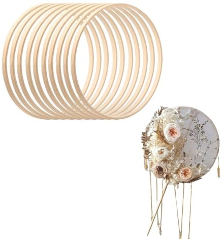 10 Stück Holzringe Zum Basteln - 15cm Traumfänger Ringe | Bambus Blumenkranz, Makramee Ringe, Basteln Bambus Floral Hoop Für Blumenkranz Hochzeitskranz Deko Wandbehang DIYS Handwerk