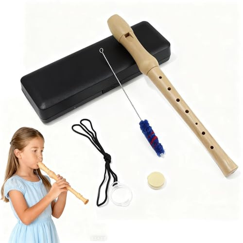 Flauta dulce de madera, flauta para niños y adultos, flauta dulce de agarre alemán sin logotipo chino, 8 agujeros, flauta infantil para principiantes, clases de música, juego de flauta con accesorios