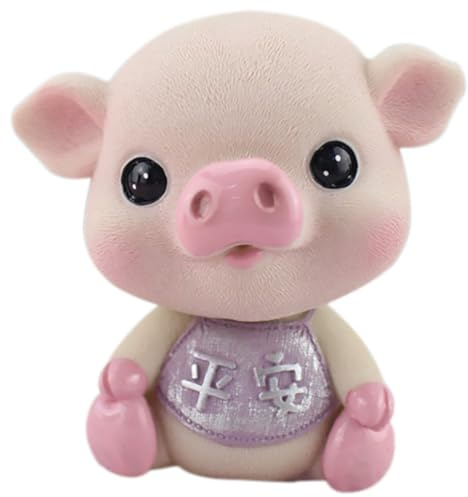 Artibetter Kopfschüttelnde Schweinestatue Aus Harz Wackelfigur Fürs Auto Auto-Inneneinrichtung Für Armaturenbrett Schreibtisch Oder Zuhause Mit Ping an Schriftzeichen 1 Stück