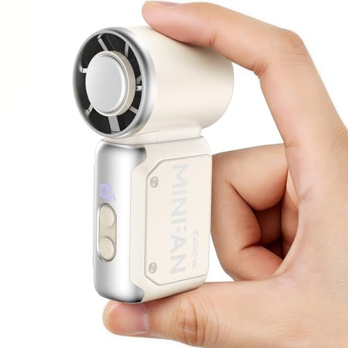 Ventilateur à main Turbo avec effet de refroidissement, mini ventilateur portable rechargeable 3600 mAh, 5 vitesses, 1 à 199 niveaux, écran LED, USB-C rapide pour voyages/concerts/camping/bureau