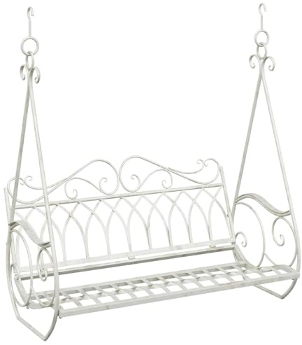vidaXL Schaukelbank Stahl 112 x 60 x 126,5 cm Antik Weiß