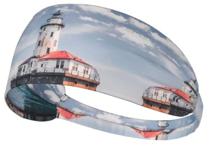 Light House Ocean Elastisches Übungs-Stirnband, weich, schweißableitend, Überwurf für Damen