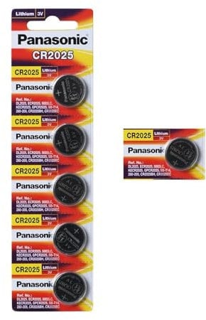 Panasonic CR2025 - Batteria al litio da 3 V, confezione da 5 pezzi