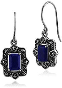 Gemondo Ohrringe aus Sterlingsilber, Art-Deco-Lapislazuli und Markasit, Stein, Markasit