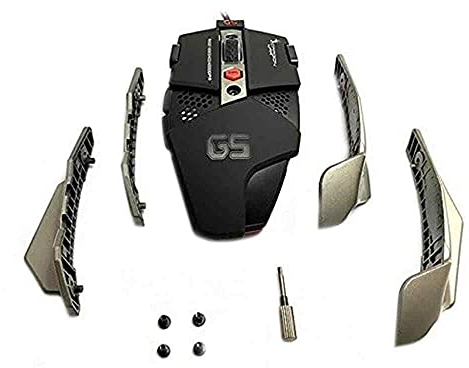 Dragonwar Warlord Gaming Maus schnurgebunden geflochten mit Hintergrundbeleuchtung RGB, USB 3.0/2,0 mit 8 programmierbare Tasten, 2 Kits Erweiterungsmodul mit Werkzeug inklusive, Schwarz & Silber, 2 m