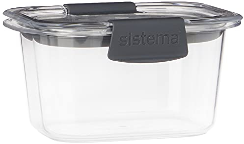 Sistema 55105 Brilliance TRITAN Food Storage Container, 380 ml, Clear With Grey Clips and Seal
