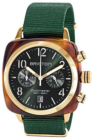 BRISTON - Clubmaster Classic Acetat Chronograph Gold/Grün Englisch, Englisches Grün, Gold, Gurt
