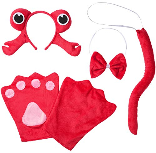 dressforfun 302053 - Kostüm Set Krabbe für Erwachsene, Haarreif mit Augen und Krabbenscheren, Handschuhe, Fliege und Schwanz