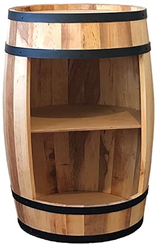 weeco Holzfass - Fassbar - Weinschrank - Weinregal Getränkeschrank - Wine Rack Holzregal 80cm. Deko Zimmer - Modern Aufbewahrungsschrank. Fass für Gin Whisky Bier Gläser und Flaschen.