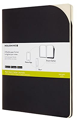 Moleskine - Smart Cahier Journals - Set mit 2 Digitalen Notizbüchern mit Blankoseiten - Kartoneinband, Kompatibel mit Moleskine Pen+, Größe Extra Groß 19 x 25 cm, Farbe Schwarz, 88 Seiten