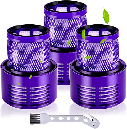 Rebirthcare 3 Pack V10 Filter for Dyson V10 Animal V10 Absolute V10 Total Clean V10 Cyclone SV12 Cordless Vacuum Filter Replacement Filters Parts Spares Washable, Replace Part # 969082-01 & 96908201