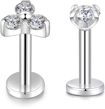 10mm 16g Kristall Trinity Labret Titan Helix Tragus Knorpel Ohr Piercing Innengewinde Ohrring Körperschmuck