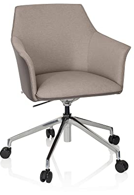 hjh OFFICE 601001 Designer Drehsessel Arezzo Stoff/Kunstleder moderner Bürosessel mit Rollen, höhenverstellbar, Beige/Taupe