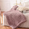 Hava Kolari Gestrickte Decke, Grobe Strickdecke Wolle Garn Arm Super große handgewebte Decke Haustier Bett Stuhl Sofa Yoga Matte Teppich (Graues Rosa,80x100cm)