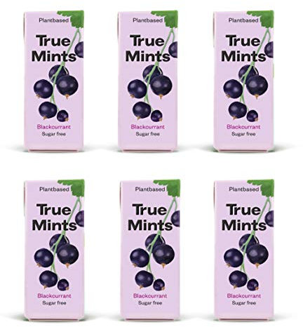 True Mints - 6er SET | SCHWARZE JOHANNISBEERE | Pflanzliche und zuckerfreie Pastillen, 6 x 13g, 78 g