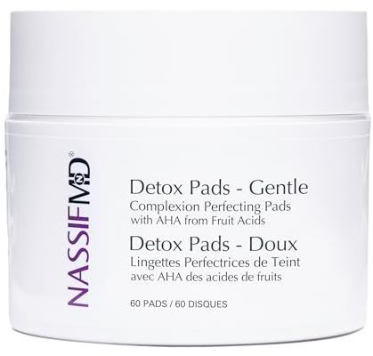 NassifMD Gentle Detox Pads, Surgeon-Created Fruit Acid Complex for Sensitive Skin, Brightens, Exfoliates & Reduces Wrinkles, Dermatologist-Tested