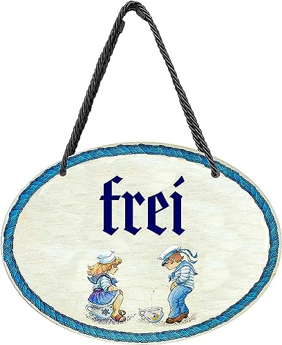Kaltner Präsente Geschenkidee - Geschenkartikel Deko Türschild im Antik Design Dekoartikel Toilette WC FREI/BESETZT (18 x 13 cm)