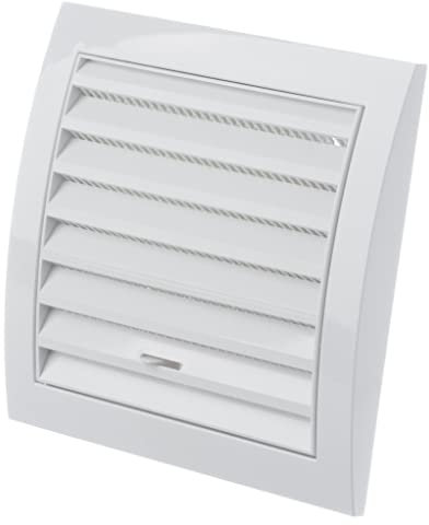 150x150mm Bianca Griglia di Ventilazione in Plastica Con Flusso Regolabile - Griglie D'Aerazione con Rete Anti Insetti