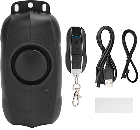 Tiiyee Alarma Antirrobo Inalámbrica, 150db Mando Sensor de Movimiento Vibración Inalámbrico Seguridad Impermeable Motocicleta con Control Remoto para Bicicleta Montaña Scooter Vehículos Inalámbrica