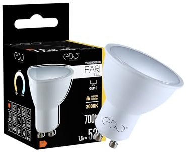 EDO, FARI LED-Lampe 7,5W, Warmweiß- 3000K WW, 700lm, nicht dimmbar, led GU10 3000K, sparlampen, led lampen glühbirne, 1 Stück, EDO777434