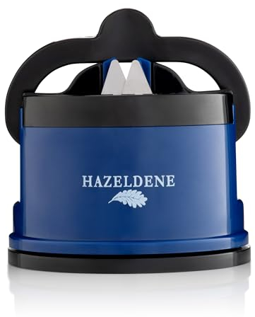 Hazeldene Knife Sharpener | Kitchen Knife Sharpeners | Power Grip Non-Slip Blade Knife Sharpening | Blue