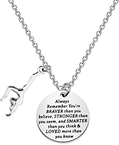BNQL Gymnastik-Anhänger, Halskette, Gymnastik-Geschenke für Mädchen, Turner-Team, Geschenk, Schmuck, Gymnastik, inspirierende Geschenke, Edelstahl