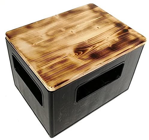 Bierkastensitz, Outdoor Hocker, Sitzauflage aus Holz für Getränkekisten in geflammter Optik 20-er Kasten (40 x 30 cm)