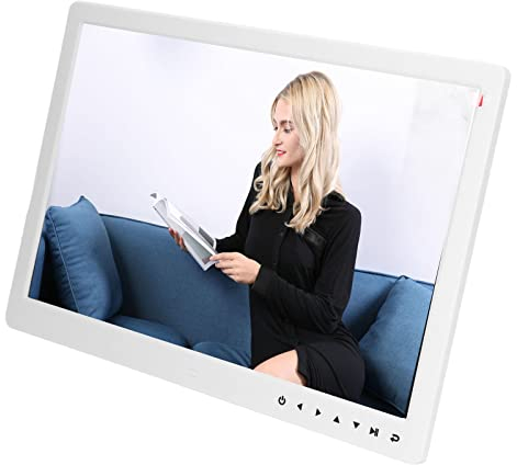 Großer Digitaler Bilderrahmen 15,4 Zoll, 1080P HD 16:10 Elektronisches Fotoalbum mit HD, AV, USB Anschluss, Videomusikplayer mit Fernbedienung, 75 mm VESA Loch, Uhr, Kalender