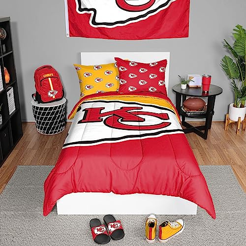 FOCO 3-teiliges Bettwäsche-Set mit Steppdecke in den Farben des Kansas City Chiefs NFL Teams, Twin-Size