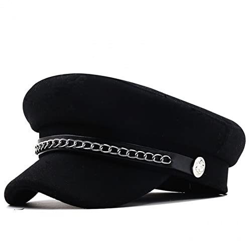 Stakee Kette Militärer Baskenmützen Schwarze Winter Berets Flat Sailor Hut Vintage Maler Cap Feste Color Basken Für Frauen Damen Damen