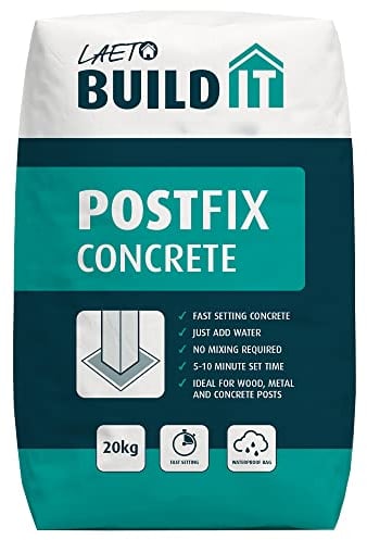 Laeto Fast Setting Concrete – 20kg Quick-Set Post Mix for Fence Posts & Garden Structures – Postcrete Alternative – No Mixing Required – Just Add Water, Sets in Under 10 Minutes