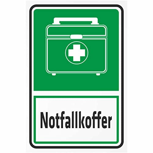 Indigos UG Aufkleber Rettungsschild Notfallkoffer 200x150 mm Hotel, Firma, Schutz, KITA, Arzt, Praxis, Wohnung Sicherheit Warnung