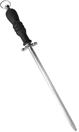 Afilador de Cuchillos de 10 Pulgadas, Barra Profesional de Acero Al Carbono para Afilar, Barra de Afilado, Práctica Herramienta de Piedra Afiladora con Mango de Agarre Cómodo para el Hogar, la Cocina,