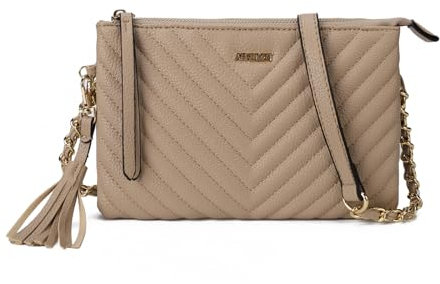 AFKOMST Sacs à bandoulière matelassés pour femmes, sacs à bandoulière multi-poches, sacoches Tasssel, sacs à main pour femme, b-rose