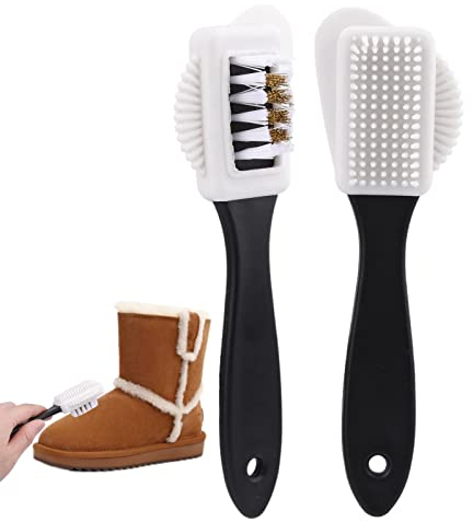 MOVKZACV 2er Set Schuhbürste, Wildlederbürste für Schuhe, Vielseitig Einsetzbare Raulederbürste mit Stiel Raulederbürste zur Reinigung und Pflege von Wildlederstiefeln Schuhreiniger(Schwarz+Weiß)